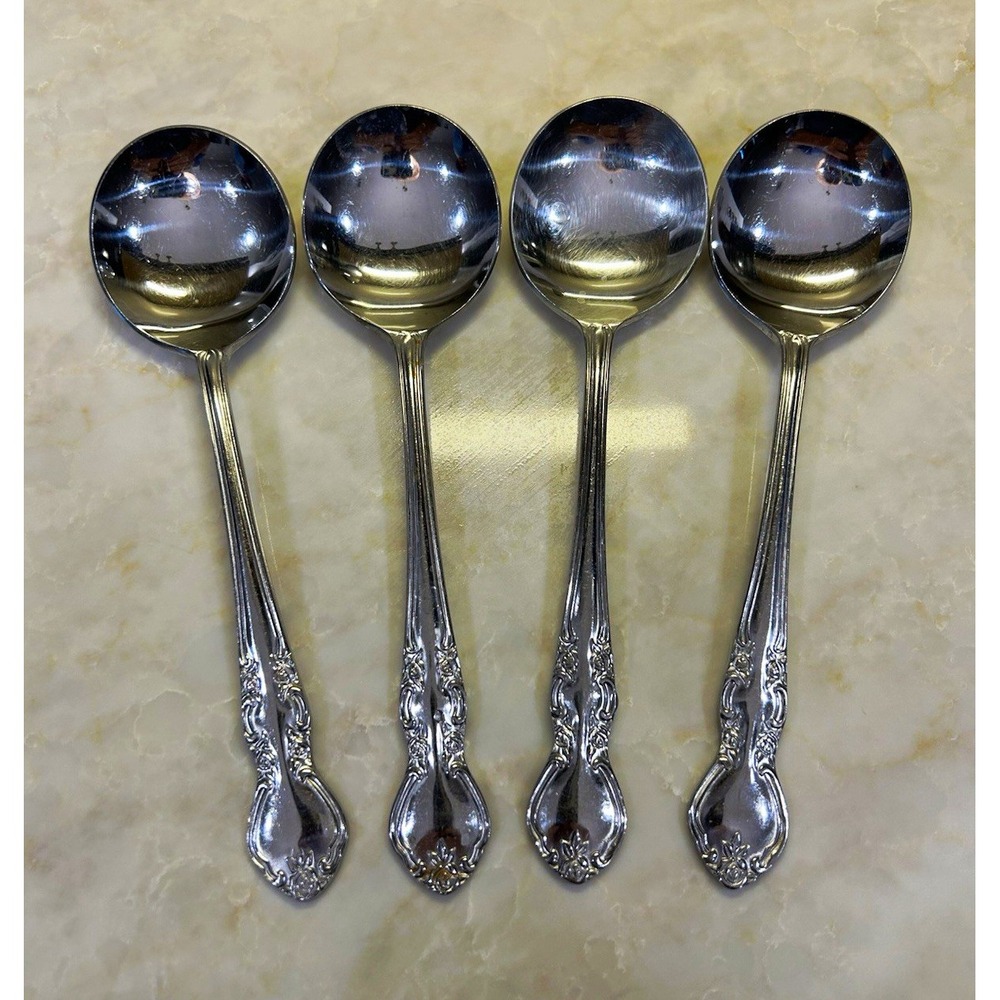 4 Nasco Japan Elizabethan II Gumbo soup spoons